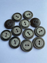 Load image into Gallery viewer, 10 LIGHT GREY 20mm Wide Bronze Buttons Jacket Shirt Sewing Craft 2 Holes
