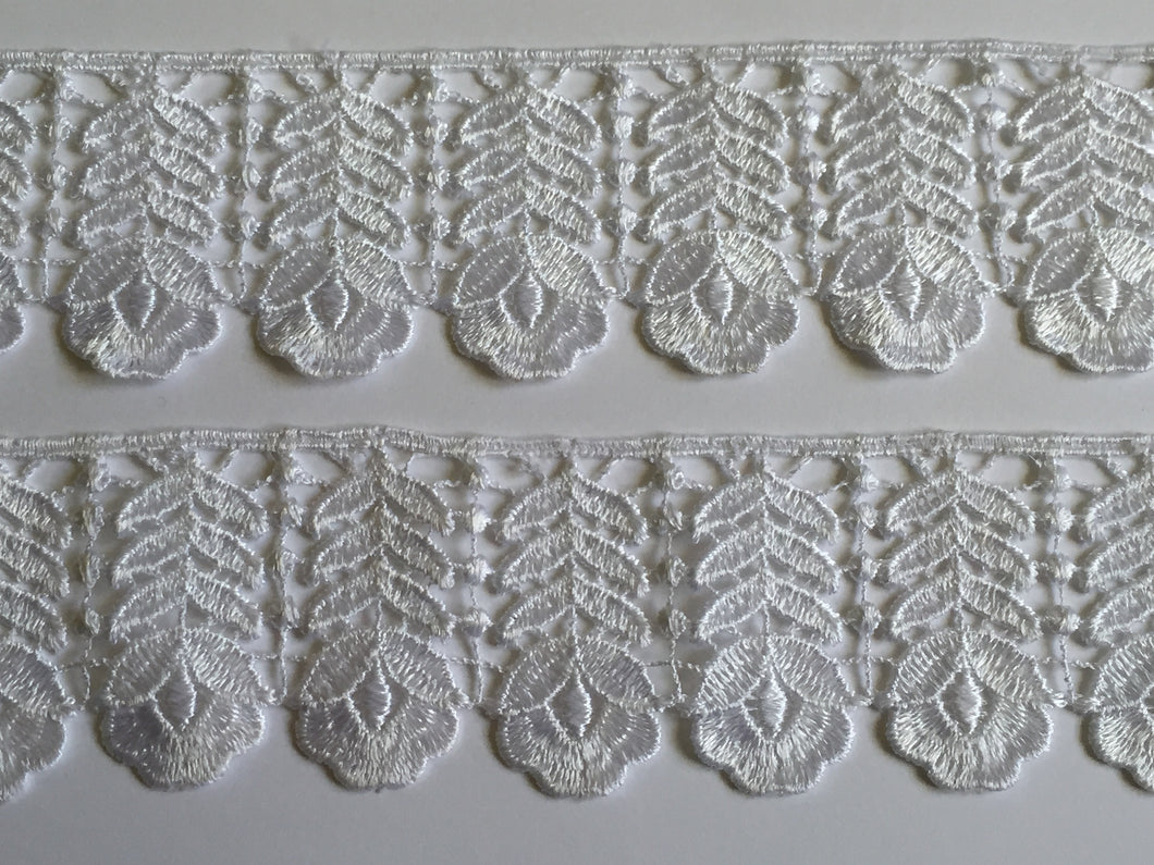 1 yard WHITE #5 Lace Trims 50mm Wide Embroidered Guipure Trimmings Cardmaking Wedding Home Decor Sewing Craft Projects