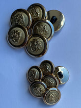 Load image into Gallery viewer, 5 Gold 15mm 21mm Wide Coat Of Arms Shank Quality Buttons Army Military Sewing Craft Coat Jacket
