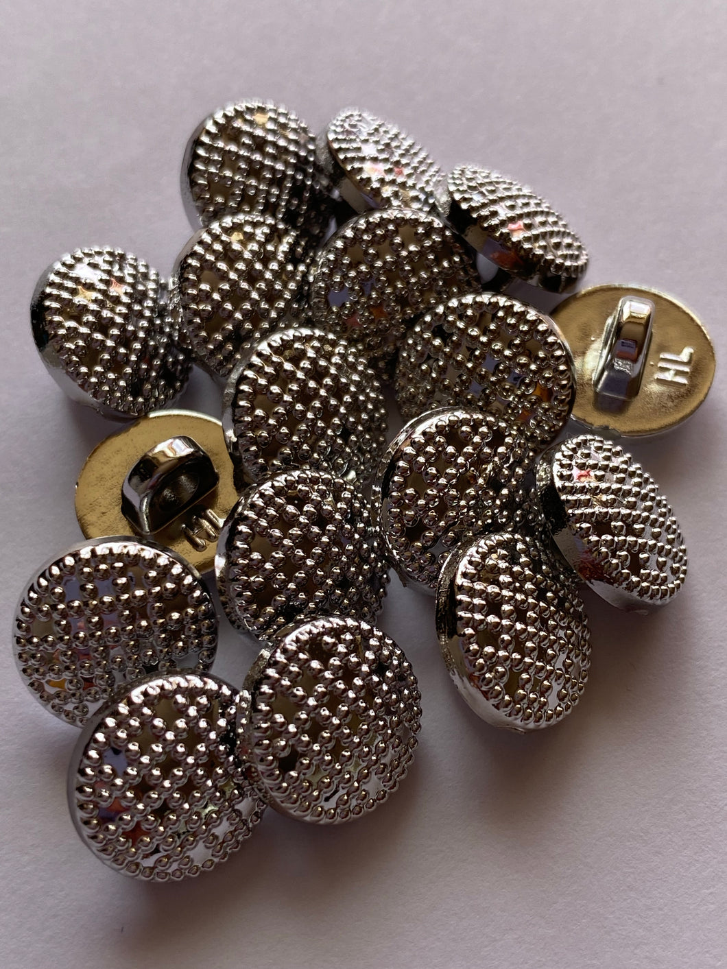 10 Silver Dots CHECK Shank Quality Buttons 13mm Wide Dresses Tops Coats Babies Blazers Shirt Sewing Craft